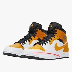 Air Jordan 1 Mid Orange White Black Sneakers